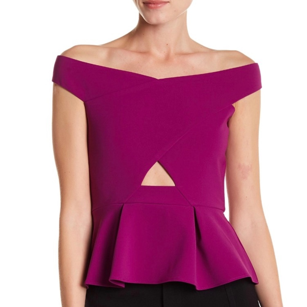NWOT Parker Purple Off Shoulder Peplum Top XS